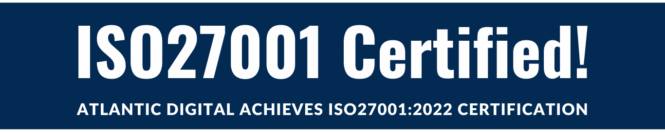 ISO 27001 Certified banner featuring text about ItVisions's certification achievement.
